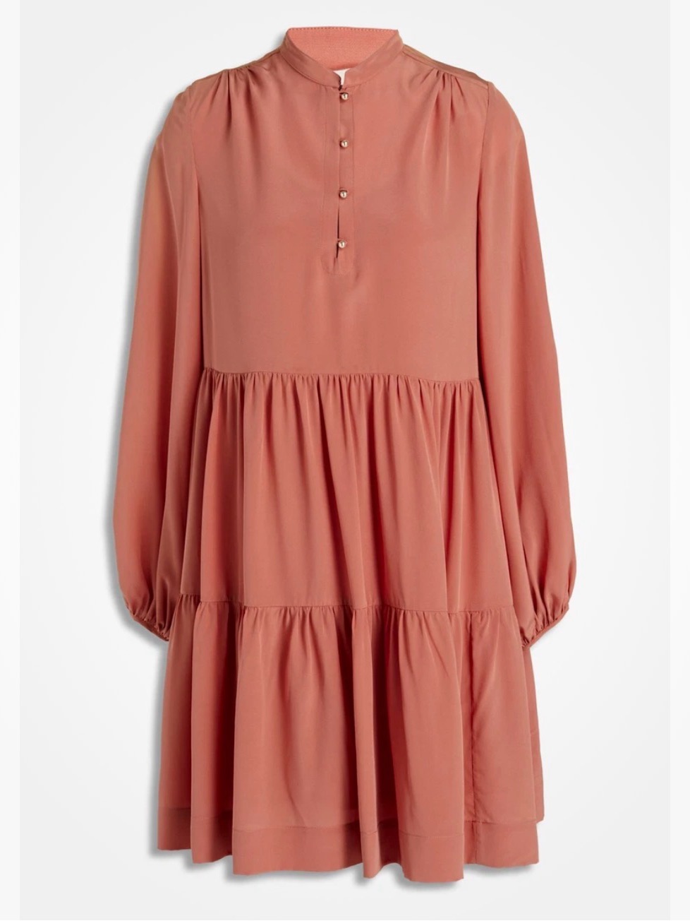 Vanessa Bruno Tuckernuck 100% Silk Terracotta Tiered Dress - Size It 36 Us Sz 4